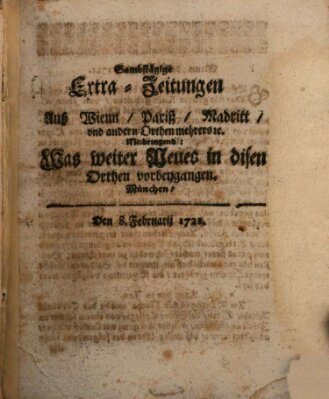 Mercurii Relation, oder wochentliche Ordinari Zeitungen von underschidlichen Orthen (Süddeutsche Presse) Samstag 8. Februar 1721