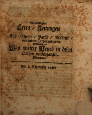 Mercurii Relation, oder wochentliche Ordinari Zeitungen von underschidlichen Orthen (Süddeutsche Presse) Samstag 13. September 1721