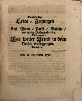 Mercurii Relation, oder wochentliche Ordinari Zeitungen von underschidlichen Orthen (Süddeutsche Presse) Sonntag 28. September 1721