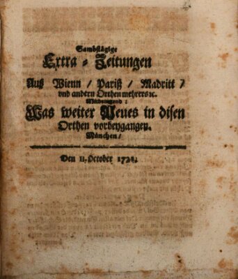 Mercurii Relation, oder wochentliche Ordinari Zeitungen von underschidlichen Orthen (Süddeutsche Presse) Samstag 11. Oktober 1721