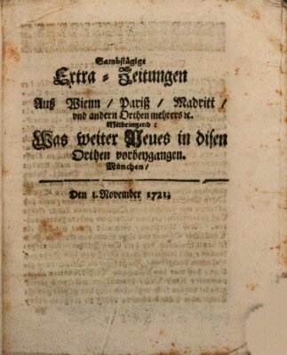 Mercurii Relation, oder wochentliche Ordinari Zeitungen von underschidlichen Orthen (Süddeutsche Presse) Samstag 1. November 1721