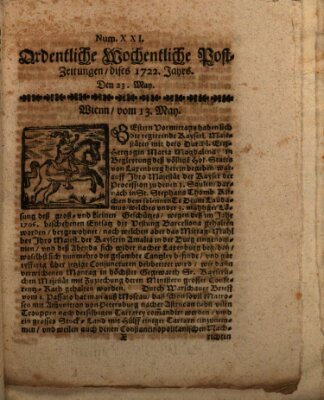 Ordentliche wochentliche Post-Zeitungen Samstag 23. Mai 1722