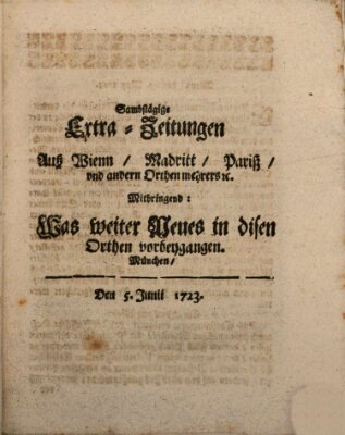 Mercurii Relation, oder wochentliche Ordinari Zeitungen von underschidlichen Orthen (Süddeutsche Presse) Samstag 5. Juni 1723