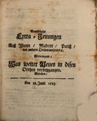 Mercurii Relation, oder wochentliche Ordinari Zeitungen von underschidlichen Orthen (Süddeutsche Presse) Samstag 12. Juni 1723