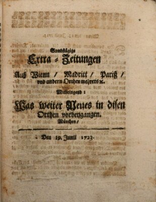 Mercurii Relation, oder wochentliche Ordinari Zeitungen von underschidlichen Orthen (Süddeutsche Presse) Samstag 19. Juni 1723