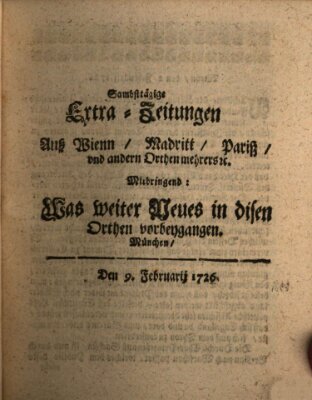 Mercurii Relation, oder wochentliche Ordinari Zeitungen von underschidlichen Orthen (Süddeutsche Presse) Samstag 9. Februar 1726