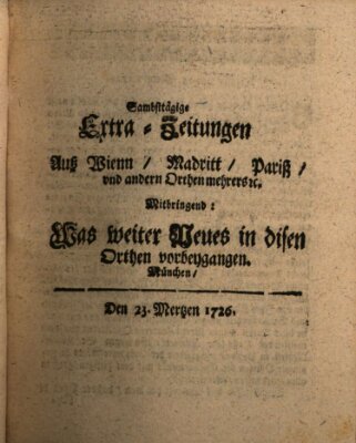 Mercurii Relation, oder wochentliche Ordinari Zeitungen von underschidlichen Orthen (Süddeutsche Presse) Samstag 23. März 1726