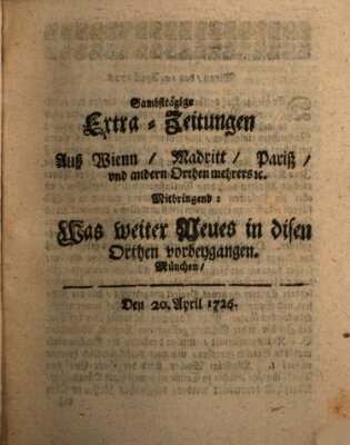 Mercurii Relation, oder wochentliche Ordinari Zeitungen von underschidlichen Orthen (Süddeutsche Presse) Samstag 20. April 1726