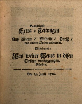 Mercurii Relation, oder wochentliche Ordinari Zeitungen von underschidlichen Orthen (Süddeutsche Presse) Samstag 29. Juni 1726