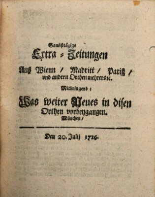 Mercurii Relation, oder wochentliche Ordinari Zeitungen von underschidlichen Orthen (Süddeutsche Presse) Samstag 20. Juli 1726