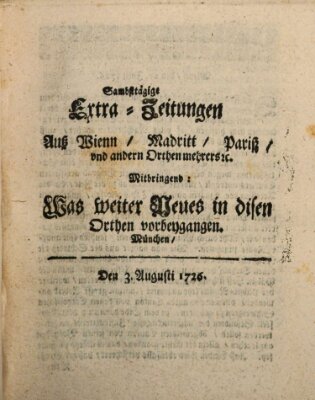 Mercurii Relation, oder wochentliche Ordinari Zeitungen von underschidlichen Orthen (Süddeutsche Presse) Samstag 3. August 1726