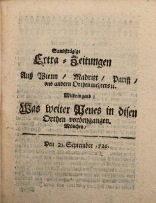 Mercurii Relation, oder wochentliche Ordinari Zeitungen von underschidlichen Orthen (Süddeutsche Presse) Samstag 21. September 1726