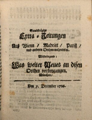 Mercurii Relation, oder wochentliche Ordinari Zeitungen von underschidlichen Orthen (Süddeutsche Presse) Samstag 7. Dezember 1726