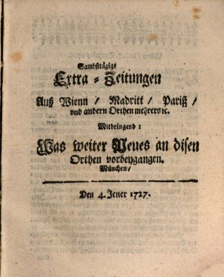 Mercurii Relation, oder wochentliche Ordinari Zeitungen von underschidlichen Orthen (Süddeutsche Presse) Samstag 4. Januar 1727