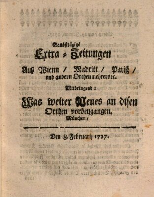 Mercurii Relation, oder wochentliche Ordinari Zeitungen von underschidlichen Orthen (Süddeutsche Presse) Samstag 8. Februar 1727