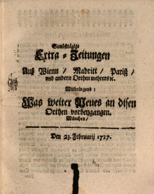 Mercurii Relation, oder wochentliche Ordinari Zeitungen von underschidlichen Orthen (Süddeutsche Presse) Sonntag 23. Februar 1727