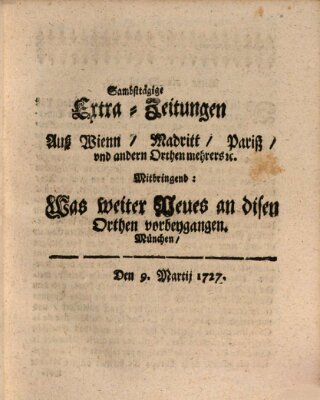 Mercurii Relation, oder wochentliche Ordinari Zeitungen von underschidlichen Orthen (Süddeutsche Presse) Sonntag 9. März 1727