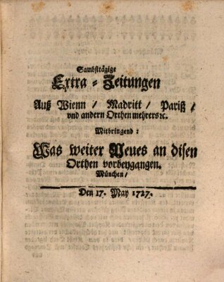 Mercurii Relation, oder wochentliche Ordinari Zeitungen von underschidlichen Orthen (Süddeutsche Presse) Samstag 17. Mai 1727