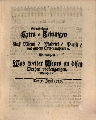 Mercurii Relation, oder wochentliche Ordinari Zeitungen von underschidlichen Orthen (Süddeutsche Presse) Samstag 7. Juni 1727