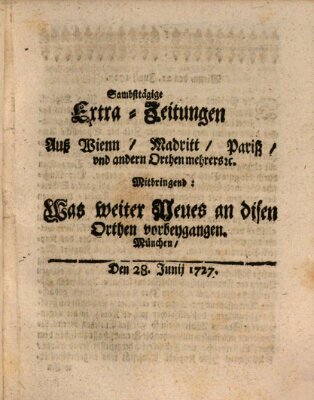 Mercurii Relation, oder wochentliche Ordinari Zeitungen von underschidlichen Orthen (Süddeutsche Presse) Samstag 28. Juni 1727