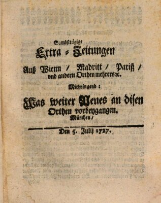 Mercurii Relation, oder wochentliche Ordinari Zeitungen von underschidlichen Orthen (Süddeutsche Presse) Samstag 5. Juli 1727