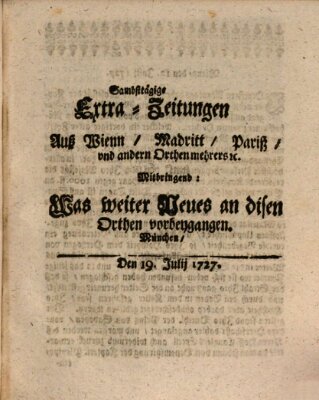 Mercurii Relation, oder wochentliche Ordinari Zeitungen von underschidlichen Orthen (Süddeutsche Presse) Samstag 19. Juli 1727