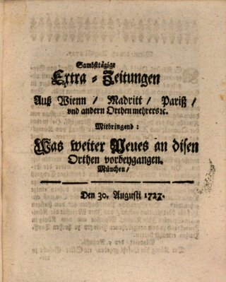 Mercurii Relation, oder wochentliche Ordinari Zeitungen von underschidlichen Orthen (Süddeutsche Presse) Samstag 30. August 1727