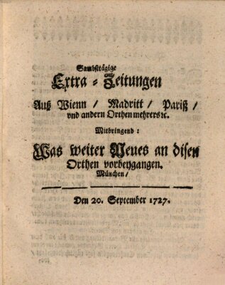 Mercurii Relation, oder wochentliche Ordinari Zeitungen von underschidlichen Orthen (Süddeutsche Presse) Samstag 20. September 1727