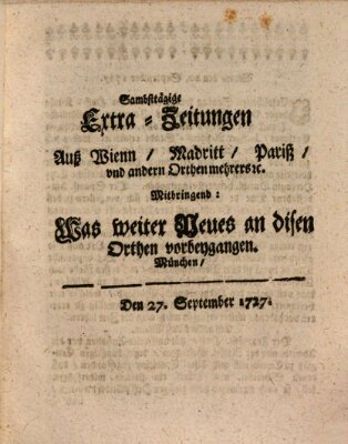 Mercurii Relation, oder wochentliche Ordinari Zeitungen von underschidlichen Orthen (Süddeutsche Presse) Samstag 27. September 1727