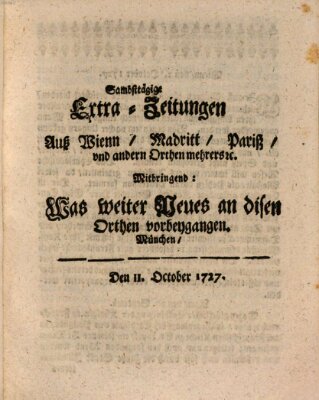 Mercurii Relation, oder wochentliche Ordinari Zeitungen von underschidlichen Orthen (Süddeutsche Presse) Samstag 11. Oktober 1727