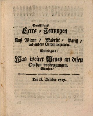 Mercurii Relation, oder wochentliche Ordinari Zeitungen von underschidlichen Orthen (Süddeutsche Presse) Samstag 18. Oktober 1727