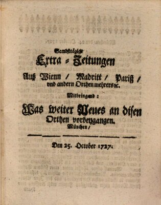 Mercurii Relation, oder wochentliche Ordinari Zeitungen von underschidlichen Orthen (Süddeutsche Presse) Samstag 25. Oktober 1727