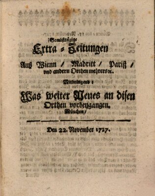 Mercurii Relation, oder wochentliche Ordinari Zeitungen von underschidlichen Orthen (Süddeutsche Presse) Samstag 22. November 1727