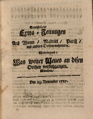 Mercurii Relation, oder wochentliche Ordinari Zeitungen von underschidlichen Orthen (Süddeutsche Presse) Samstag 29. November 1727