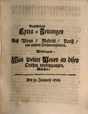 Mercurii Relation, oder wochentliche Ordinari Zeitungen von underschidlichen Orthen (Süddeutsche Presse) Samstag 31. Januar 1728