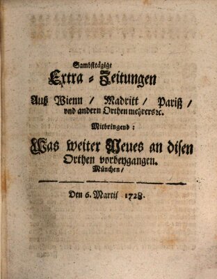 Mercurii Relation, oder wochentliche Ordinari Zeitungen von underschidlichen Orthen (Süddeutsche Presse) Samstag 6. März 1728