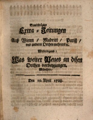 Mercurii Relation, oder wochentliche Ordinari Zeitungen von underschidlichen Orthen (Süddeutsche Presse) Samstag 10. April 1728