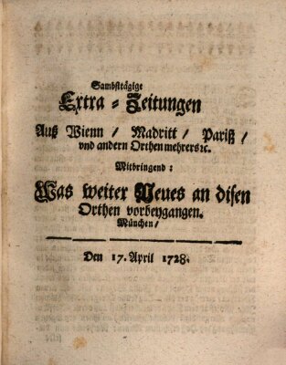 Mercurii Relation, oder wochentliche Ordinari Zeitungen von underschidlichen Orthen (Süddeutsche Presse) Samstag 17. April 1728