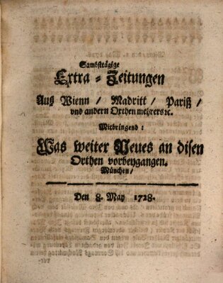 Mercurii Relation, oder wochentliche Ordinari Zeitungen von underschidlichen Orthen (Süddeutsche Presse) Samstag 8. Mai 1728