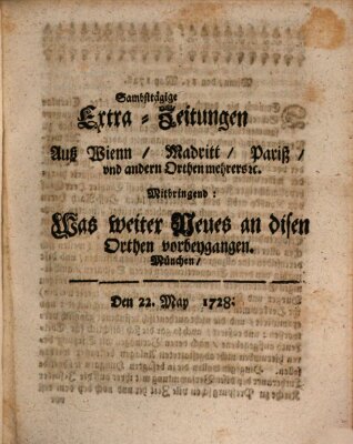 Mercurii Relation, oder wochentliche Ordinari Zeitungen von underschidlichen Orthen (Süddeutsche Presse) Samstag 22. Mai 1728