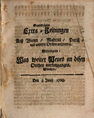 Mercurii Relation, oder wochentliche Ordinari Zeitungen von underschidlichen Orthen (Süddeutsche Presse) Samstag 5. Juni 1728