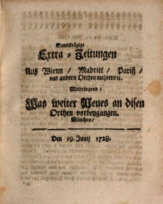 Mercurii Relation, oder wochentliche Ordinari Zeitungen von underschidlichen Orthen (Süddeutsche Presse) Samstag 19. Juni 1728