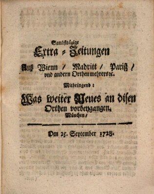 Mercurii Relation, oder wochentliche Ordinari Zeitungen von underschidlichen Orthen (Süddeutsche Presse) Samstag 25. September 1728