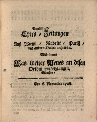 Mercurii Relation, oder wochentliche Ordinari Zeitungen von underschidlichen Orthen (Süddeutsche Presse) Samstag 6. November 1728