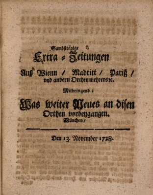 Mercurii Relation, oder wochentliche Ordinari Zeitungen von underschidlichen Orthen (Süddeutsche Presse) Samstag 13. November 1728