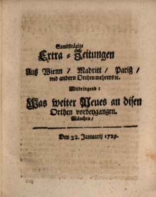 Mercurii Relation, oder wochentliche Ordinari Zeitungen von underschidlichen Orthen (Süddeutsche Presse) Samstag 22. Januar 1729