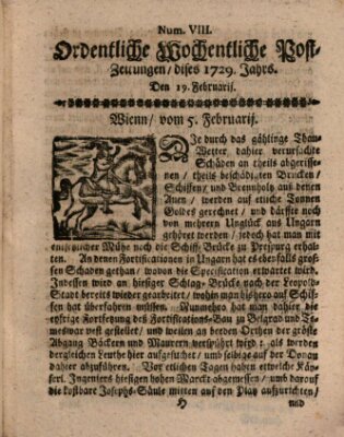 Ordentliche wochentliche Post-Zeitungen Samstag 19. Februar 1729