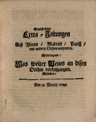 Mercurii Relation, oder wochentliche Ordinari Zeitungen von underschidlichen Orthen (Süddeutsche Presse) Samstag 19. März 1729