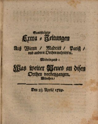 Mercurii Relation, oder wochentliche Ordinari Zeitungen von underschidlichen Orthen (Süddeutsche Presse) Samstag 23. April 1729