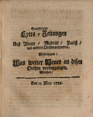 Mercurii Relation, oder wochentliche Ordinari Zeitungen von underschidlichen Orthen (Süddeutsche Presse) Samstag 21. Mai 1729